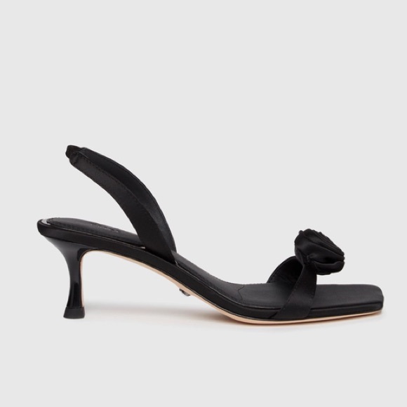 PAIGE Eva Sandal - Black Satin - Picture 2 of 8